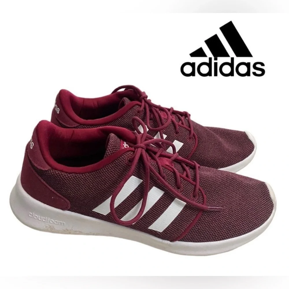 Women’s ADIDAS Neo Cloudfoam Qt Racer Running Shoe Maroon & White 8